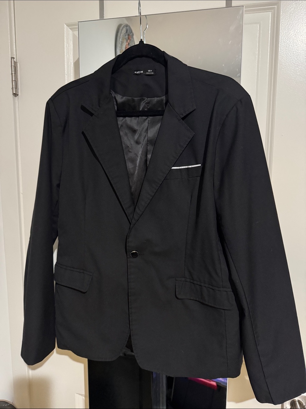 SHEIN Men's Black Single-Button Notch Lapel Blazer